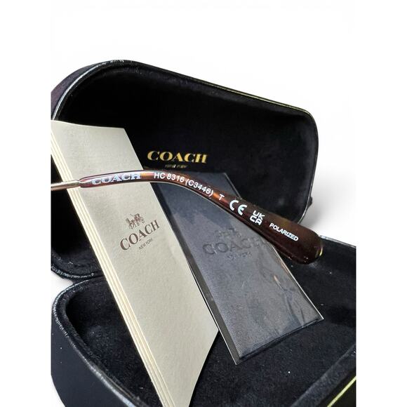 Coach Polarized Butterfly Sunglasses Tortoise shell Gold hardware Case & Cloth main image 8